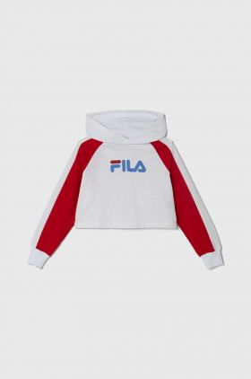 Fila bluza copii LALENDORF culoarea alb, cu glugă, modelator