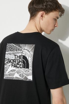 The North Face tricou din bumbac M S/S Redbox Celebration Tee barbati, culoarea negru, cu imprimeu, NF0A87NVJK31