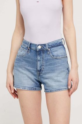 Tommy Jeans pantaloni scurți femei, uni, high waist DW0DW17642