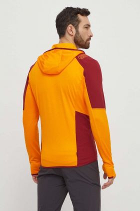 LA Sportiva hanorac Existence Hoody culoarea portocaliu, cu glugă, modelator, P53102320