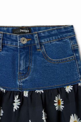 Desigual fusta denim pentru copii culoarea albastru marin, mini, evazati