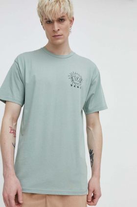 Vans tricou din bumbac barbati, culoarea verde, cu imprimeu