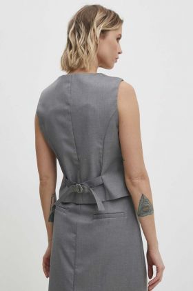 Answear Lab vesta culoarea gri, un singur rand de nasturi