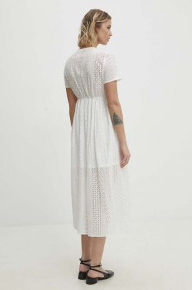 Answear Lab rochie din bumbac culoarea alb, midi, evazati