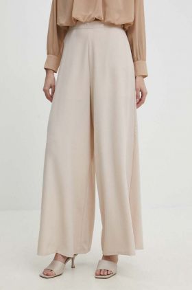 Answear Lab pantaloni femei, culoarea bej, lat, high waist