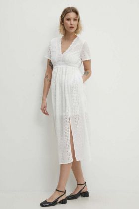 Answear Lab rochie din bumbac culoarea alb, midi, evazati