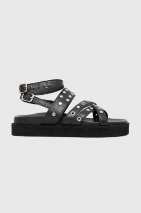 Answear Lab sandale de piele femei, culoarea negru, cu platforma
