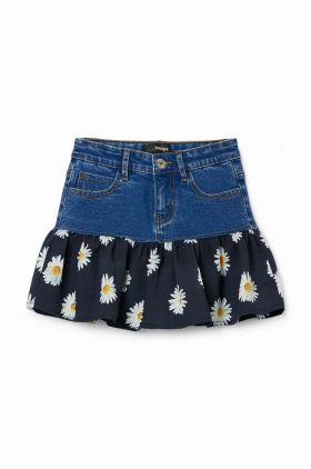 Desigual fusta denim pentru copii culoarea albastru marin, mini, evazati