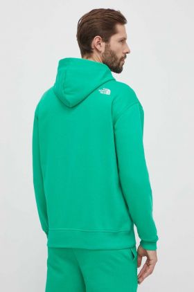 The North Face bluza barbati, culoarea verde, cu glugă, neted, NF0A87FBPO81