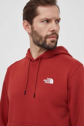 The North Face bluza barbati, culoarea rosu, cu glugă, cu imprimeu, NF0A880UPOJ1