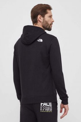 The North Face hanorac de bumbac barbati, culoarea negru, cu glugă, cu imprimeu, NF0A87EAJK31