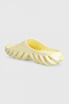 Crocs papuci Echo Slide femei, culoarea galben, cu platforma, 208170