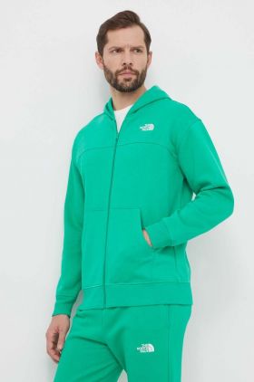 The North Face bluza barbati, culoarea verde, cu glugă, neted, NF0A87FBPO81