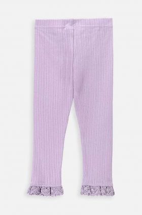 Coccodrillo leggins din bumbac pentru bebeluși culoarea violet, neted