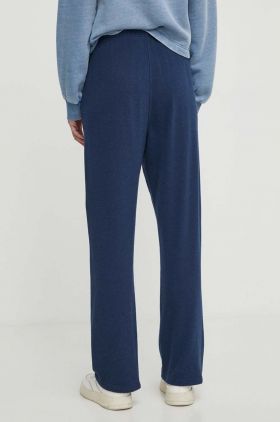 American Vintage pantaloni de trening din bumbac culoarea albastru marin, neted