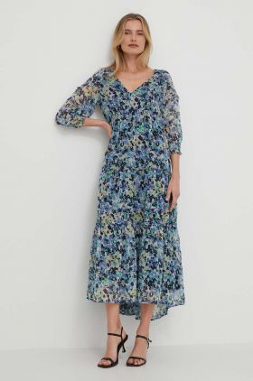 Pepe Jeans rochie culoarea albastru marin, midi, evazati