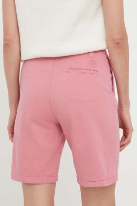 North Sails pantaloni scurti femei, culoarea roz, neted, high waist, 074775