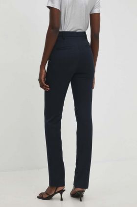 Answear Lab pantaloni femei, culoarea albastru marin, fason tigareta, high waist