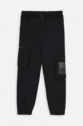 Coccodrillo pantaloni de trening pentru copii culoarea negru, cu imprimeu