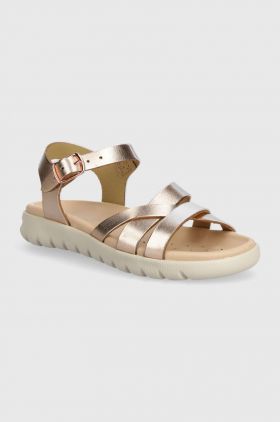 Geox sandale din piele pentru copii SANDAL SOLEIMA culoarea auriu