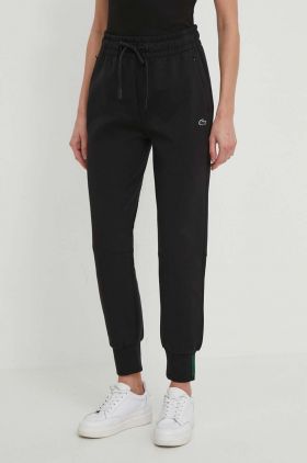 Lacoste pantaloni de trening culoarea negru, neted