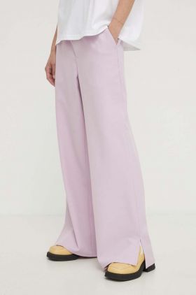 Won Hundred pantaloni femei, culoarea violet, lat, high waist 2834-14229