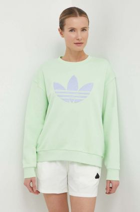 adidas Originals bluza femei, culoarea verde, cu imprimeu, IU2336