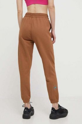 adidas by Stella McCartney pantaloni de trening culoarea maro, neted, IU0875