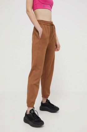 adidas by Stella McCartney pantaloni de trening culoarea maro, neted, IU0875