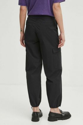 Medicine pantaloni femei, culoarea negru, high waist