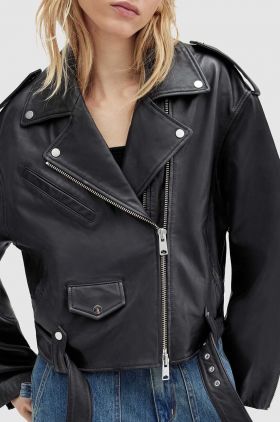 AllSaints geaca de piele DAYLE BIKER femei, culoarea negru, de tranzitie, WL557Z