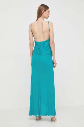 Luisa Spagnoli rochie de matase PINCIO culoarea turcoaz, maxi, evazati, 540715