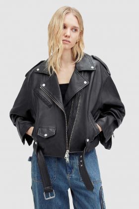 AllSaints geaca de piele DAYLE BIKER femei, culoarea negru, de tranzitie, WL557Z