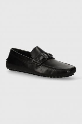 Karl Lagerfeld mocasini de piele HAGAN KL barbati, culoarea negru, KL22410