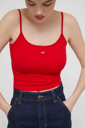 Tommy Jeans top 2-pack femei, culoarea roșu DW0DW18148