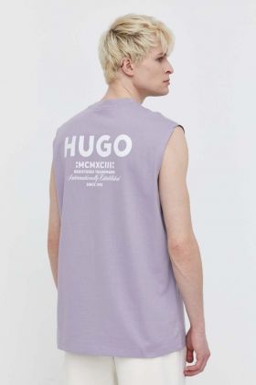 HUGO Blue tricou din bumbac bărbați, culoarea violet 50510726