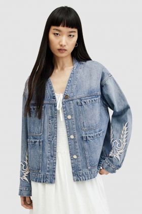 AllSaints geaca jeans TERRI WORKWEAR JACKE femei, de tranzitie, oversize, WO549Z