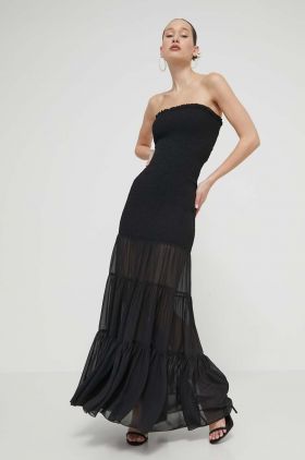 Rotate rochie culoarea negru, maxi, evazati