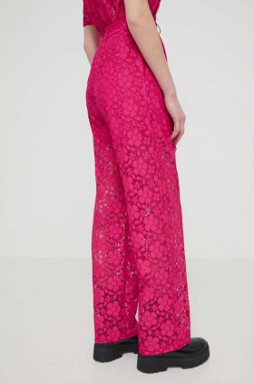 Desigual pantaloni DHARMA femei, culoarea roz, drept, high waist, 24SWPW22