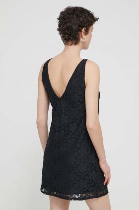 Desigual rochie LACE culoarea negru, mini, drept, 24SWVW48