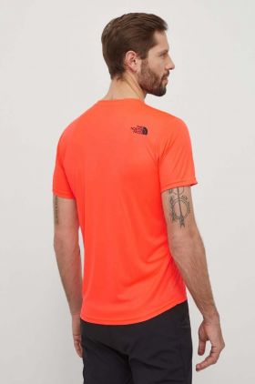 The North Face tricou sport Reaxion Easy culoarea rosu, cu imprimeu, NF0A4CDVQI41