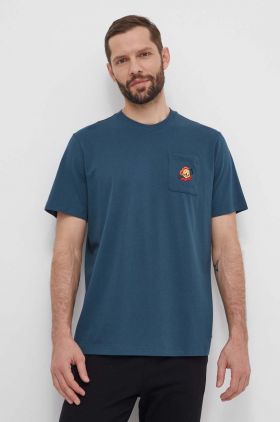 adidas Originals tricou din bumbac barbati, culoarea turcoaz, cu imprimeu, IS2919