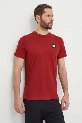 The North Face tricou din bumbac barbati, culoarea bordo, cu imprimeu, NF0A87EDPOJ1