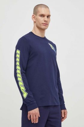 Under Armour longsleeve barbati, culoarea albastru marin, cu imprimeu