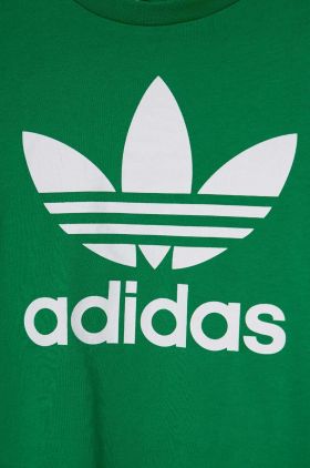 adidas Originals tricou de bumbac pentru copii TREFOIL culoarea verde, cu imprimeu