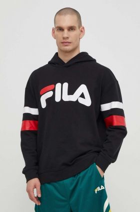 Fila bluza Luohe barbati, culoarea negru, cu glugă, cu imprimeu, FAM0675