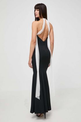 Luisa Spagnoli rochie din amestec de matase PENDENTE culoarea negru, maxi, evazati, 540714