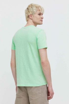 Superdry tricou din bumbac barbati, culoarea verde, cu imprimeu