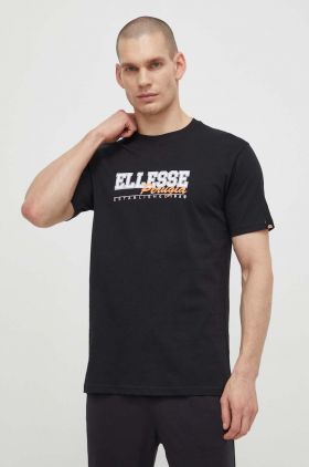 Ellesse tricou din bumbac Zagda T-Shirt barbati, culoarea negru, cu imprimeu, SHV20122