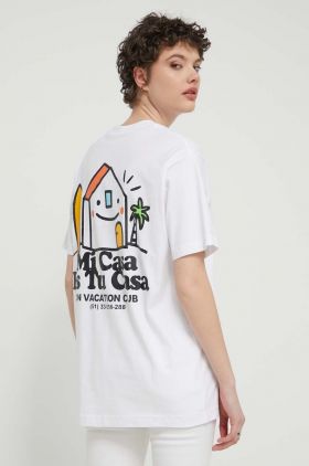 On Vacation tricou din bumbac Mi Casa culoarea alb, cu imprimeu, OVC T149